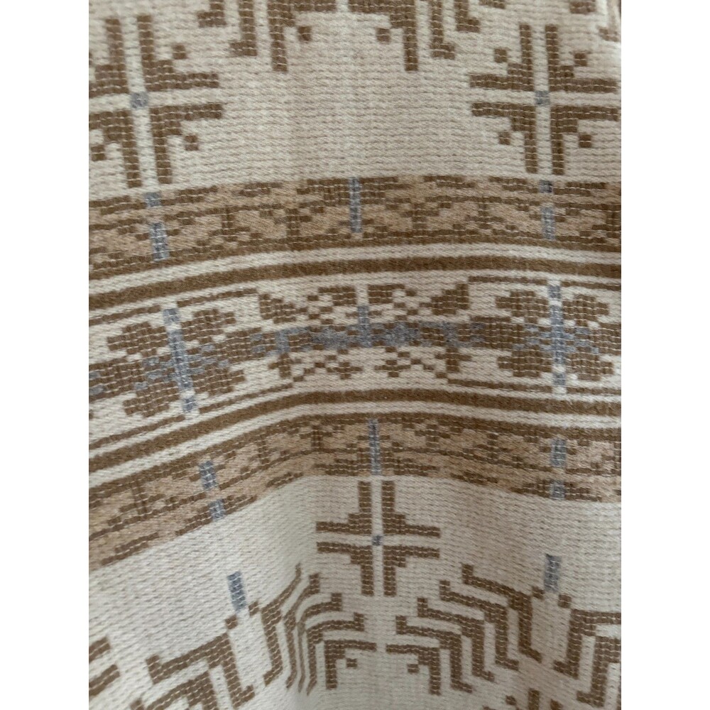 VTG Lands End Wool Coat Blend Aztec Print Jacket Beige Tan Southwest Geometric - Picture 7 of 16
